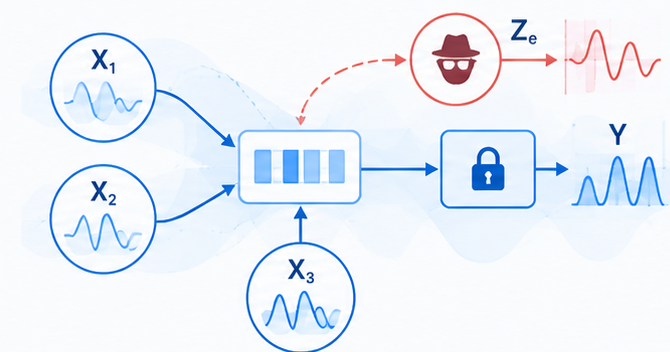 Scientific diagram illustrating Secure Multiterminal Source Coding With Side Information at the Eavesdropper